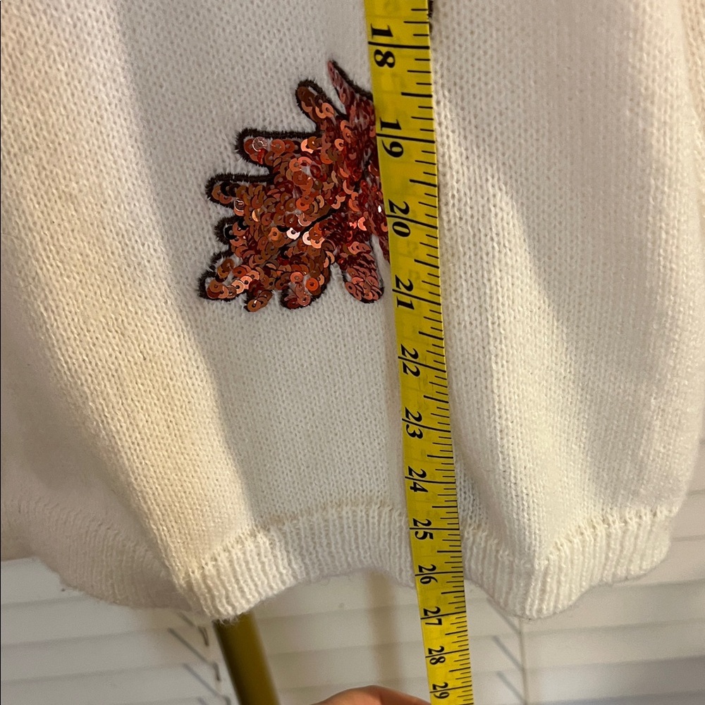 SHEIN White Sweater with Sequin Leaf Accents - Picture 10 of 12